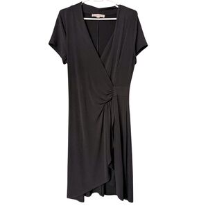 LOFT Black Faux Wrap Career Casual Work Dress L